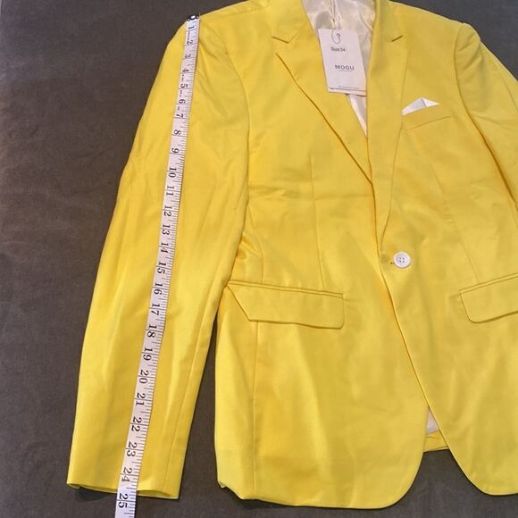 Men’s Mogu Yellow 2 Piece One Button Single Breasted Suit Size 34 Jacket NWT - Picture 6 of 11